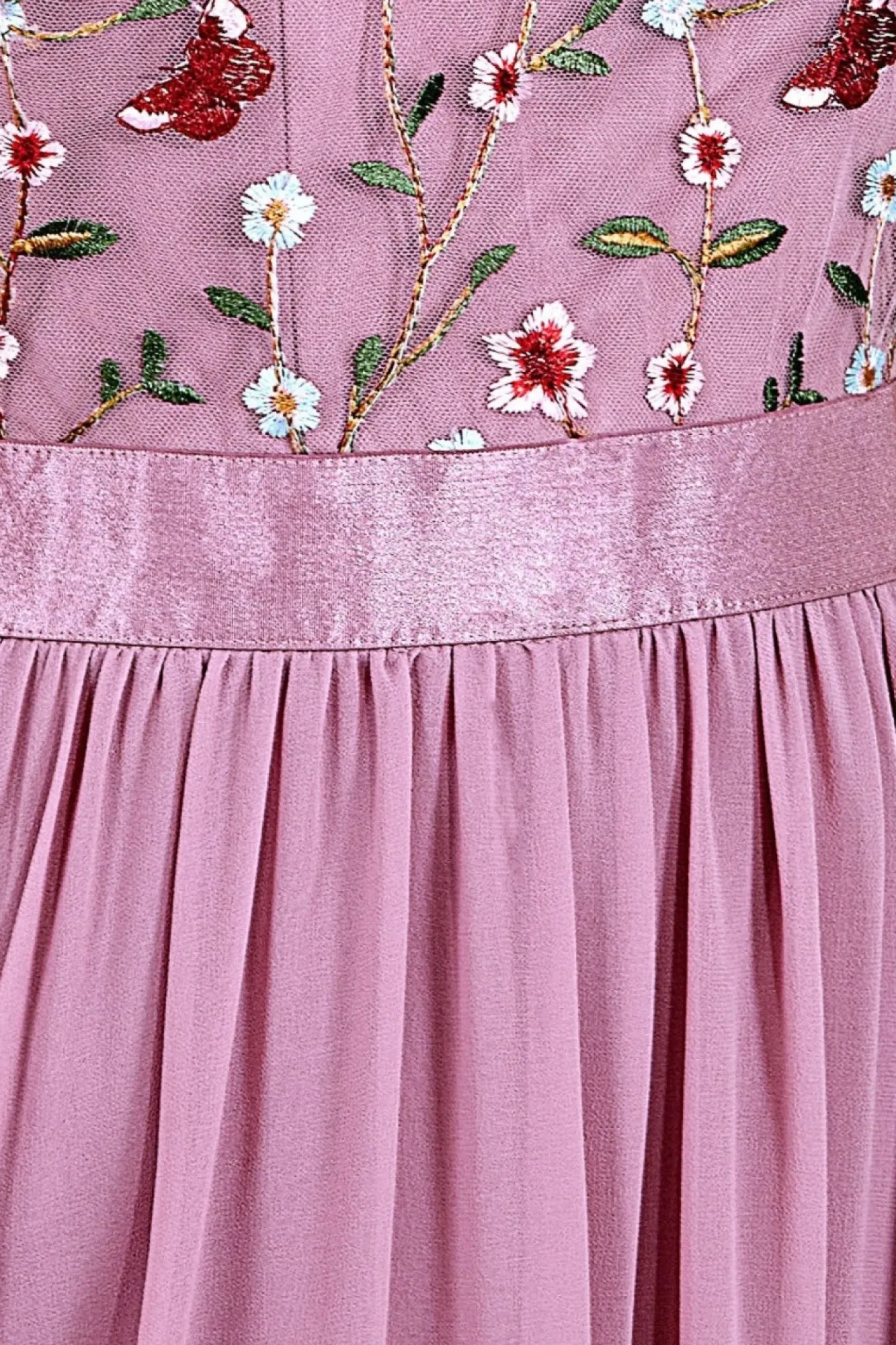 Maxi Dresses^* Embroidered Top Flutter Sleeve Maxi Rosepink