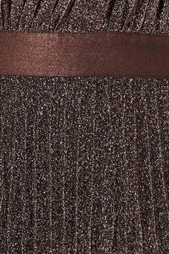 Maxi Dresses^* Exclusive Lurex Halterneck Pleated Maxi Bronze