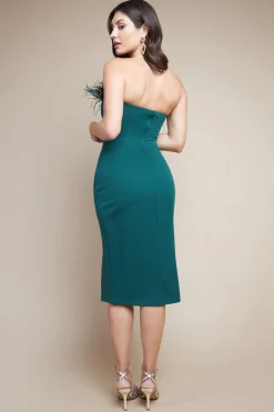 Midi Dresses^* Feather Boobtube Midi Dress Emerald Green