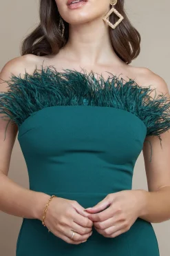 Midi Dresses^* Feather Boobtube Midi Dress Emerald Green