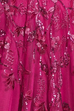 Maxi Dresses^* Flared Sleeve Embroidered Maxi Dress Magenta
