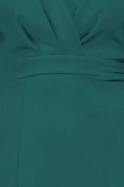 Midi Dresses^* Flared Sleeve Front Wrap Midi Dress Emerald Green