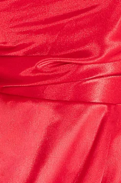 Maxi Dresses^* Front Split Satin Bandeau Maxi Red
