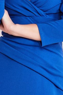 Midi Dresses^* Front Wrap Pleated Scuba Midi Dress - Royal Blue Royalblue