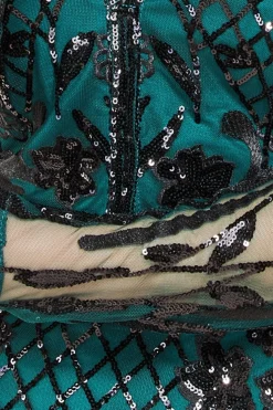 Midi Dresses^* Full Sleeve Sequin Midi Dress Green Emerald