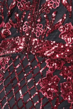 Midi Dresses^* Full Sleeve Sequin Midi Dress Wine