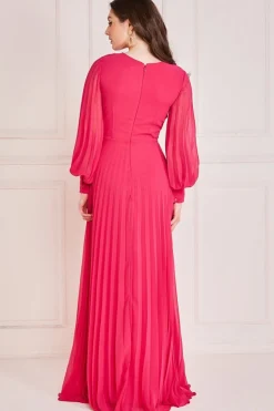 Maxi Dresses^* Fully Pleated Chiffon Maxi Dress Hotpink