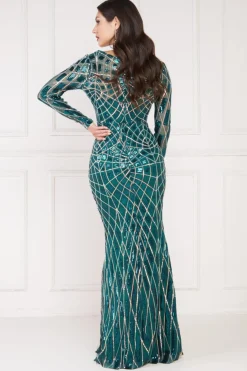 Maxi Dresses^* Geo Sequin Long Sleeve Maxi Dress Emerald