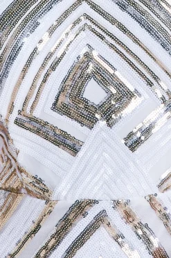 Maxi Dresses^* Geometric Sequin Sleeveless Maxi White