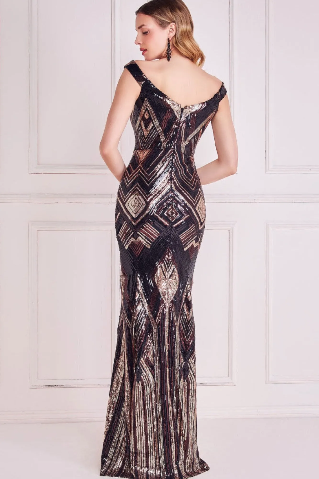 Maxi Dresses^* Geometric Sequin Sleeveless Maxi Black