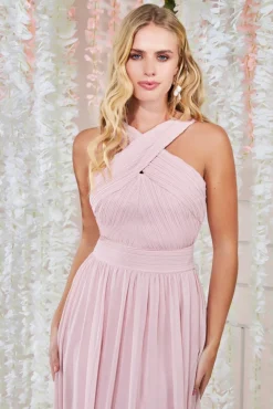 Maxi Dresses^* Halter Neck Chiffon Maxi Dress Lightpink