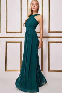 Maxi Dresses^* Halter Neck Chiffon Maxi Dress - Emerald Green Emeraldgreen