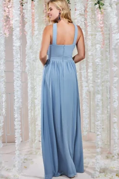 Maxi Dresses^* Halter Neck Chiffon Maxi Dress - Dusky Blue Duskyblue
