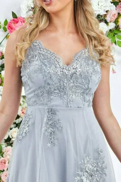 Midi Dresses^* High Low Scalloped Midi Dress Silver