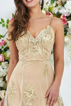 Midi Dresses^* High Low Scalloped Midi Dress Gold