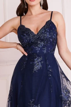 Midi Dresses^* High Low Scalloped Midi Dress Navy