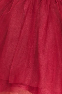 Midi Dresses^* High Low Tulle Midi With Lace Bodice Wine
