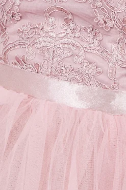 Midi Dresses^* High Low Tulle Midi With Lace Bodice Blush