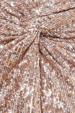 Skirts^* Knot Front Sequin Midi Skirt Champagne
