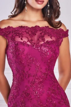 Maxi Dresses^* Lace Scallop Edge Mermaid Maxi Burgundy