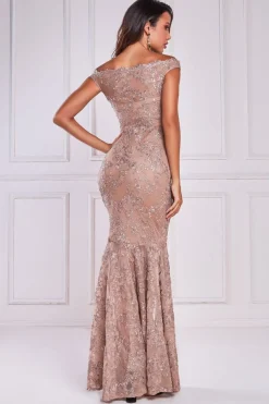 Maxi Dresses^* Lace Scallop Edge Mermaid Maxi Champagne