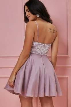 Mini Dresses^* Lace Skater Mini With Spaghetti Straps Blush