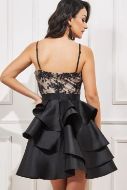 Midi Dresses^* Layered Frilled Midi Dress Black