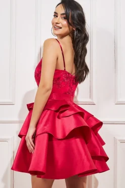Midi Dresses^* Layered Frilled Midi Dress Hotpink