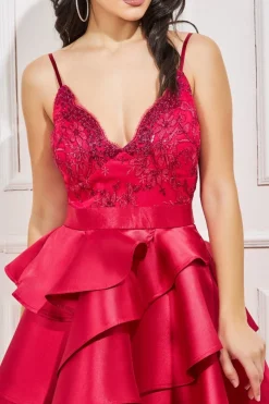 Midi Dresses^* Layered Frilled Midi Dress Hotpink