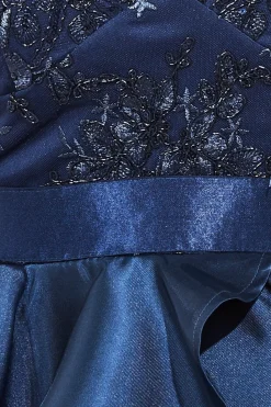 Midi Dresses^* Layered Frilled Midi Dress Navy