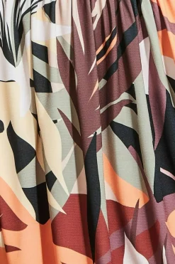 Midi Dresses^* Leaf Print Midi With Flutter Sleeves - Brown Print Brownprint