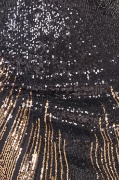 Maxi Dresses^* Long Sleeve Aztec Sequin Maxi Gold