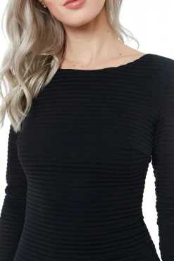 Mini Dresses^* Long Sleeve Bodycon Midi Dress Black