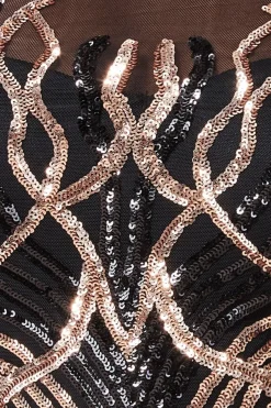 Midi Dresses^* Long Sleeve Sequin Flame Midi Dress Black