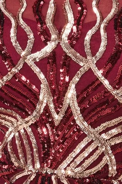 Midi Dresses^* Long Sleeve Sequin Flame Midi Dress Wine