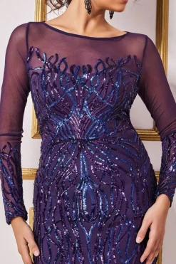 Midi Dresses^* Long Sleeve Sequin Flame Midi Dress Purple