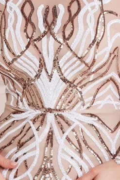 Maxi Dresses^* Long Sleeve Sequin Flame Maxi Champagne