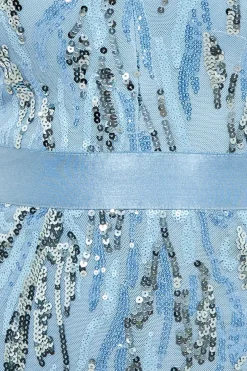 Maxi Dresses^* Long Sleeve V-Neck Sequin Maxi - Powder Blue Powderblue