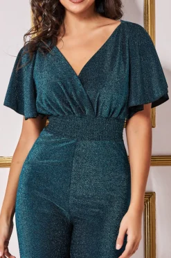 Jumpsuits^* Lurex Wrap Style Jumpsuit Blue