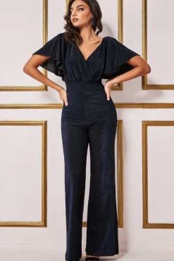 Jumpsuits^* Lurex Wrap Style Jumpsuit Navy