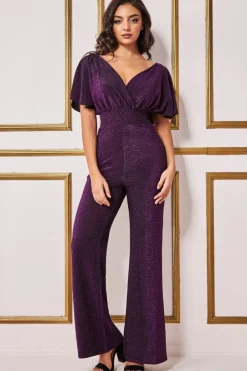 Jumpsuits^* Lurex Wrap Style Jumpsuit Magenta