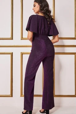Jumpsuits^* Lurex Wrap Style Jumpsuit Magenta