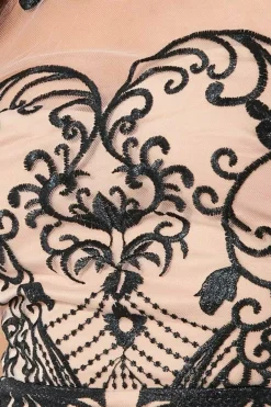 Maxi Dresses^* Mesh & Lace Maxi With Scalloped Hem Black