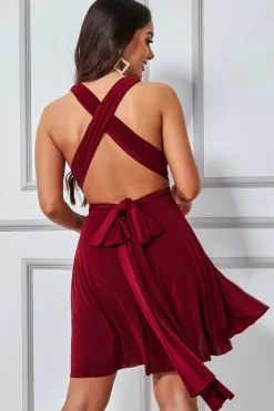 Mini Dresses^* Multiway Mini Dress Wine