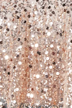 Crop Tops^* Naked See Through Sequin Cami Champagne