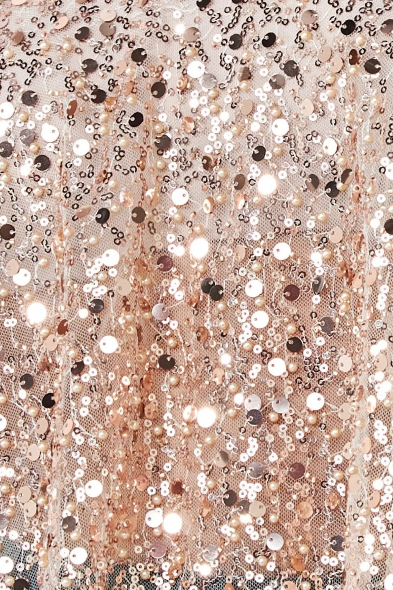 Crop Tops^* Naked See Through Sequin Cami Champagne