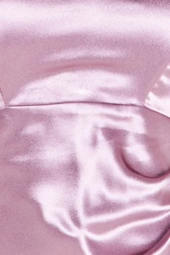 Maxi Dresses^* Off Shoulder Satin Maxi With V Neck Rosepink