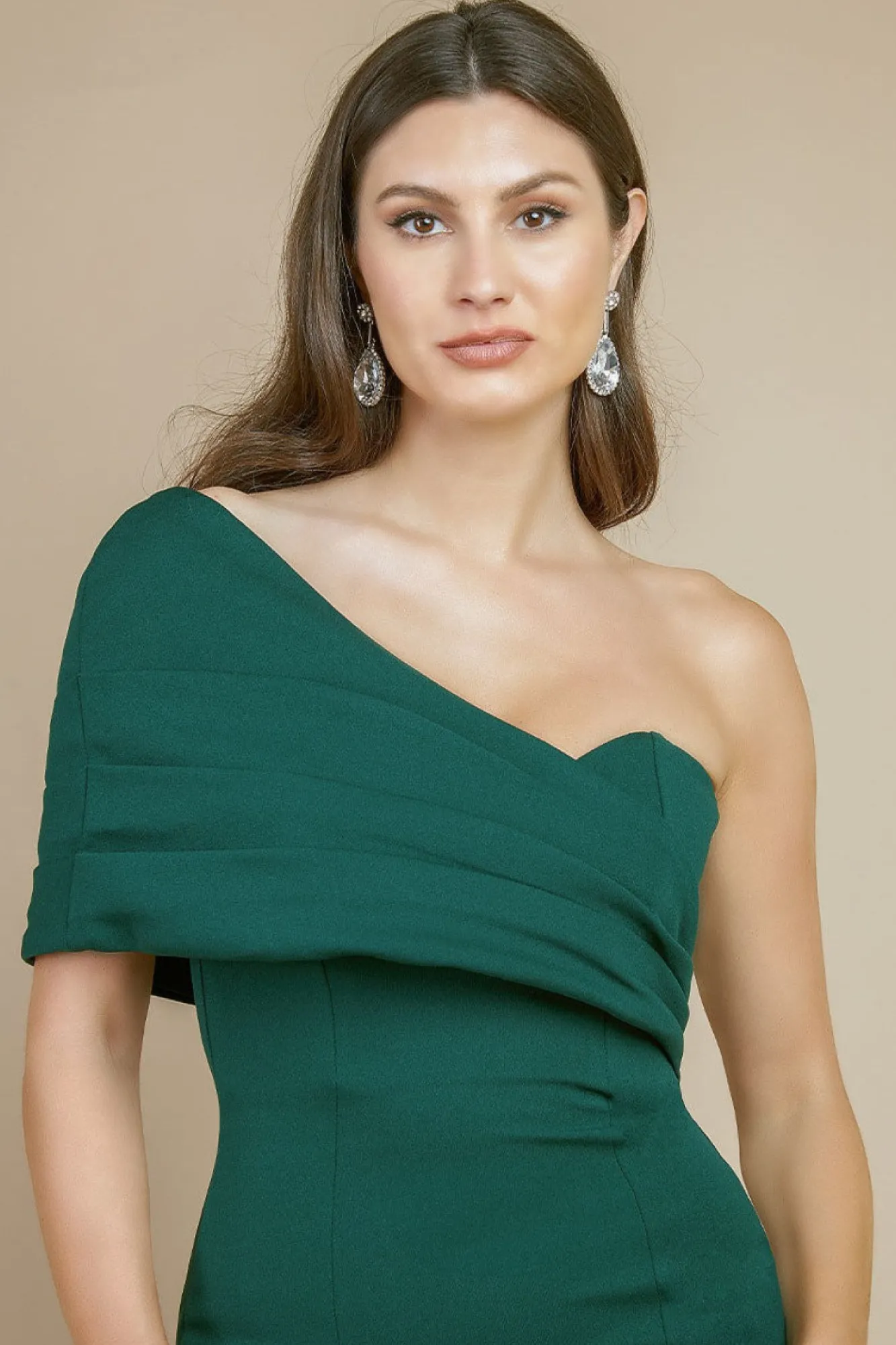 Maxi Dresses^* One Shoulder Fan Maxi Dress Green Emerald