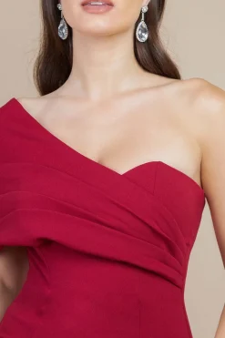 Maxi Dresses^* One Shoulder Fan Maxi Dress Wine