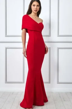 Maxi Dresses^* One Shoulder Fan Maxi Dress Red